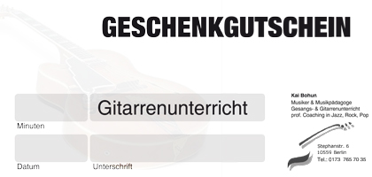 Gutschein für Gitarrenunterricht in Berlin